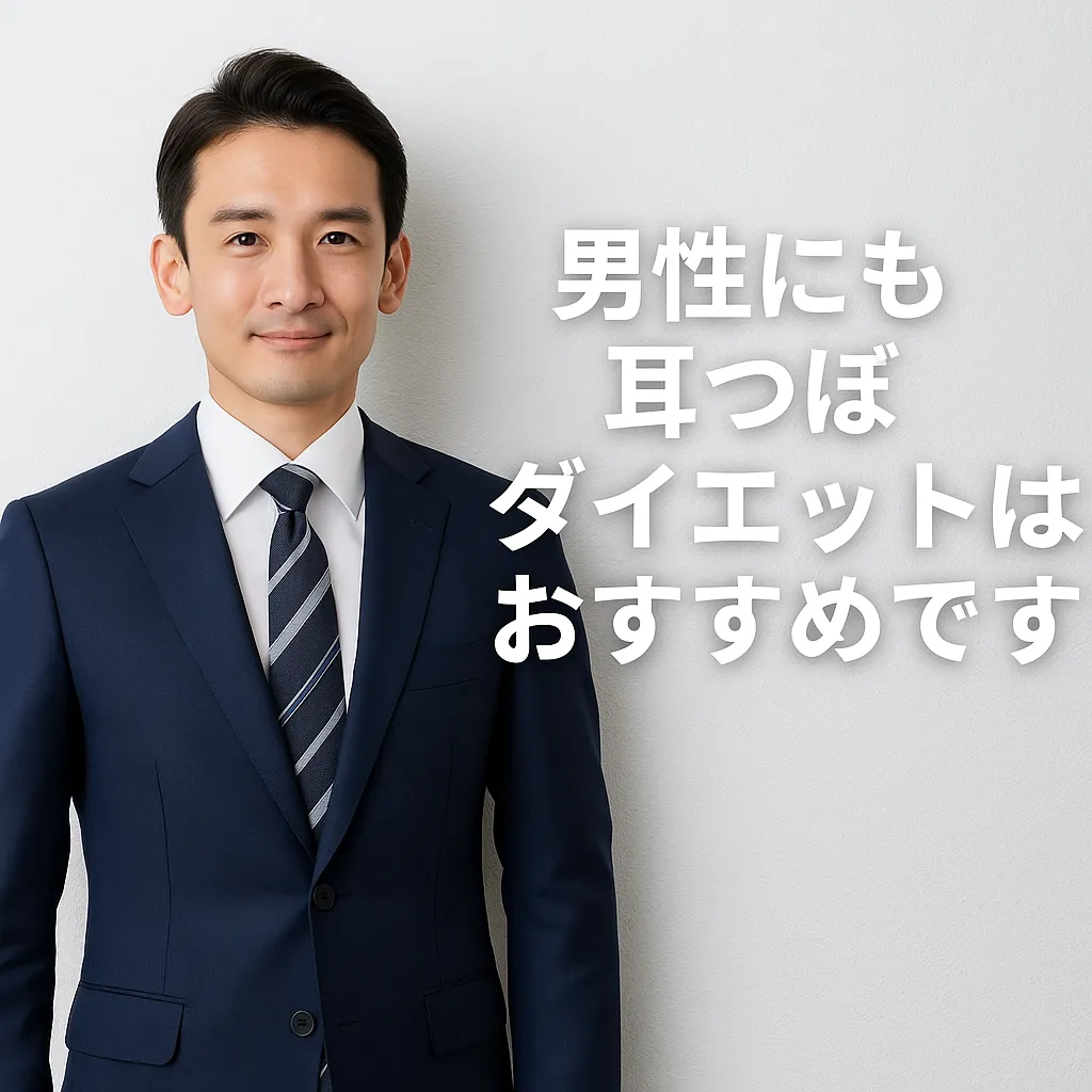 「スーツ姿に自信！男性が選ぶ耳つぼダイエットの理由」